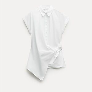 Zara zw collection knotted poplin shirt